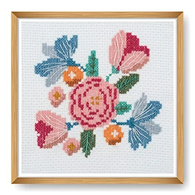 Image of Trimits Mini Counted Cross Stitch Kits, 13 x 13cm (5 5in), Floral