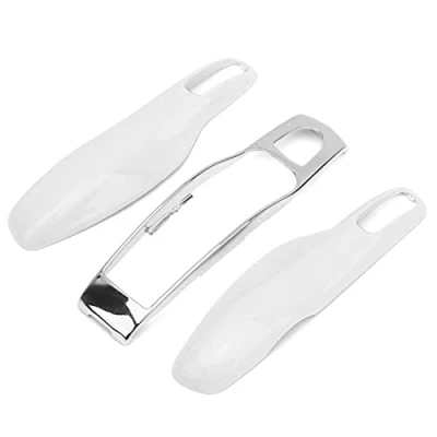 Image of Remote Key Shell, 3 Pcs/Set ABS Covers, Smart Fob Shell Cover, Keyless Entry Case Protector For Porsche Cayenne 92A Models After 2011(Pearl White+Silver Middle Shell)