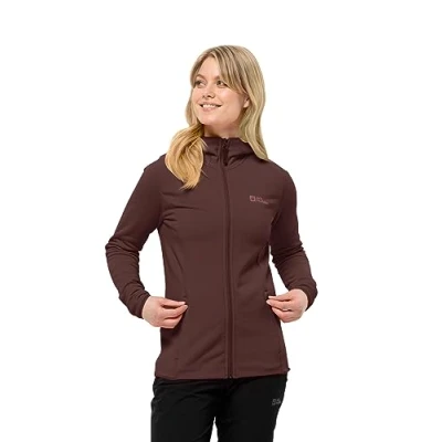Image of Jack Wolfskin Women&#039;s Baiselberg Hooded Fz W Fleece Jacket, Dark Maroon, L