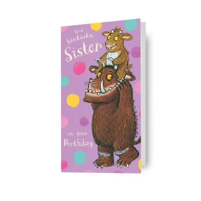 Image of Gurffalo Sister Birthday Card, Gruffalo Card Gruffalo, Happy Sister, Multi, 9 x 5, GR018