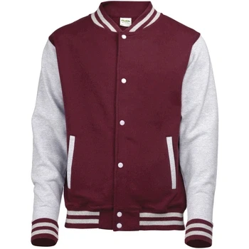 Image of Awdis Kids Unisex Varsity Jacket / Schoolwear (12 13) (Burgundy/Heather Grey)