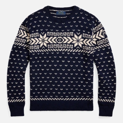 Image of Polo Ralph Lauren Snowflake Cottoncashmere Sweater Jumper, Men&#039;s, Size: Small, Navy combo