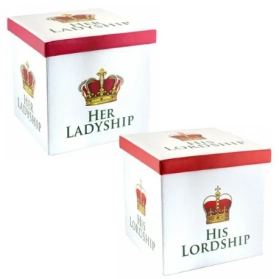 Image of LP His Lordship &amp; Her Ladyship Folding Storage Boxes, Plastic, Multi Colour Set of 2