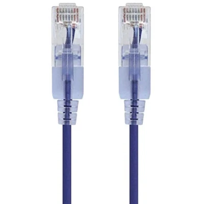 Image of Monoprice SlimRun Cat6A Ethernet Patch Cable Snagless RJ45 UTP Pure Bare Copper Wire 10G 30AWG 10ft Purple 10 Pack