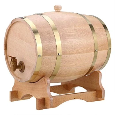 Image of 1.5l / 3l 5l 10l Wooden Barrel Beer Kegs Wine with Tap, Stopper and Stand, Home Brewing Brew Keg, Perfect for Whiskey Or Wine(10L)