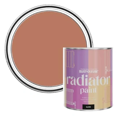 Image of Rust Oleum Red Heat Resistant Radiator Paint in Gloss Finish Siena 750ml