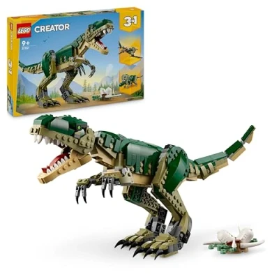 Image of LEGO Creator 3in1 T. rex to Triceratops Pterodactyl Toys, Dinosaur Figures for 9 Plus Year Old Boys &amp; Girls, Posable Dino Toy Model Building Set, Birthday Gift Idea Kids 31151