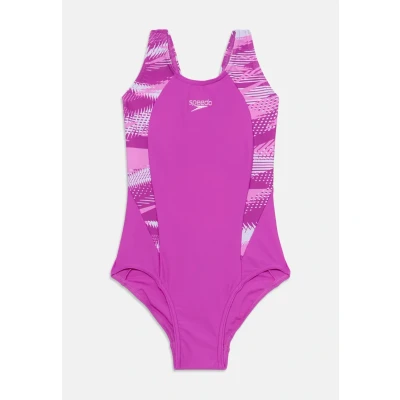 Image of Speedo Girl&#039;s HyperBoom Splice Muscleback Swimsuit, Swim Training, Chlorine Resistant, Quick Drying, Stretch Fabric, Comfort Fit, 1 Piece Diva, 13 14