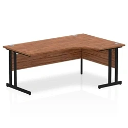 Image of Impulse 1800mm Right Crescent Desk Walnut Top Black Cantilever Leg