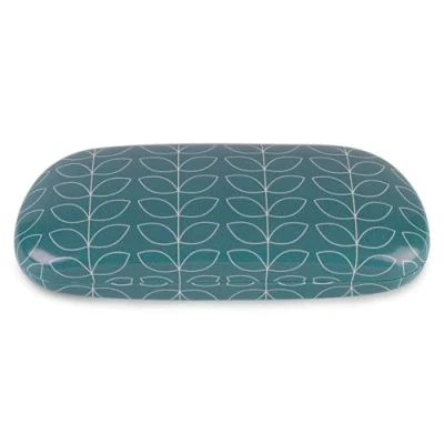 Image of LAGO TERRA Geometric Leaf Print Hard Shell Glasses Case Dark Teal (Medium)