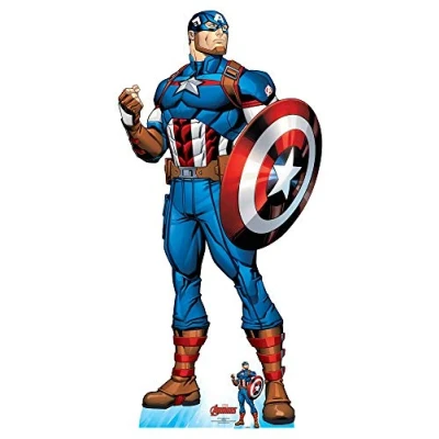 Image of STAR CUTOUTS SC1614 Captain America Lifesize Cardboard Cut Out with Mini Perfect for Marvel Fans, Parties, and Events