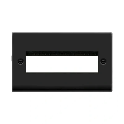 Image of Click Deco 2 Gang Plate 6 Aperture Unfurnished Matt Black Inserts