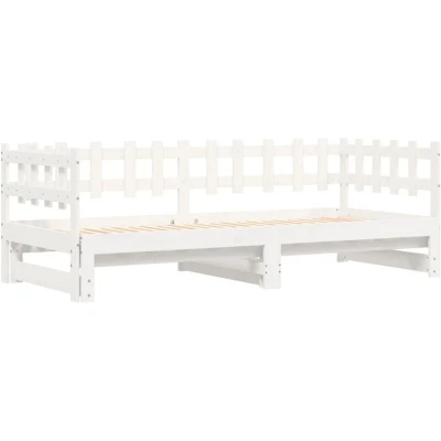 Image of vidaXL Pull out Day Bed without Mattress White 2x(90x190) cm Solid Wood