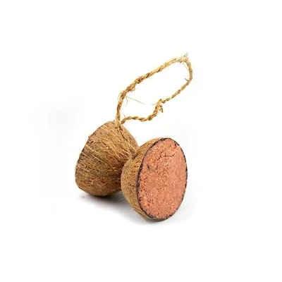 Image of Chubby Suet Half Filled Coconuts Topped with ‎Mixed Seed &amp; Berry, Bird Feeder Coconut Halves, For Wild Birds, Shell Birds Food, Blackbirds, Woodpeckers,Starlings Sparrows (2 Pack)