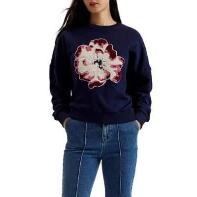 Image of Ted Baker Womens Wmb raynahh Graphic Floral Sweatshirt, Navy, 16 UK
