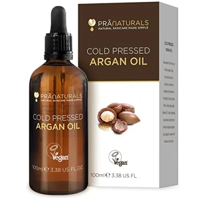 Image of PraNaturals 100% Moroccan Pure Natural Argan Oil for Face &amp; Body 100ml Rich in Vitamin E Healthy Skin, Hair Nails No Parabens or SLS Vegan, Cruelty Free