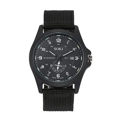 Image of JewelryWe Men&#039;s Military Watch Nylon Strap Wristwatch Quartz Calendar Luminous Wrist Watch, for Xmas