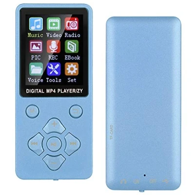 Image of Denash MP4 MP3 Player, 1.8 Inch Screen Portable Bluetooth Digital Music Radio Recording Video HIFI Sound Stereo Speaker, Expandable 32GB TF Card(Blue)