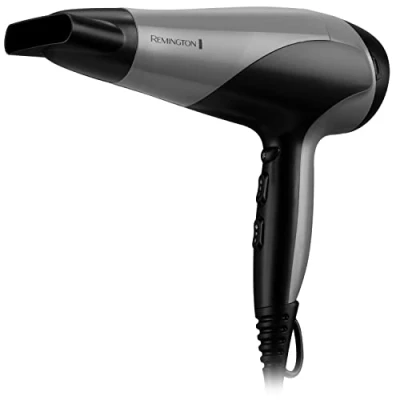 Image of Remington Ionic Dry Hair Dryer 2200 Hairdryer with Diffuser and Concentrator, 3 Heat 2 Speed Settings, Cool Shot, D3190S Silver