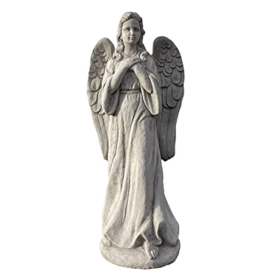 Image of ONEFOLD Large Stone Angel Statue, Stunning Garden Sculpture, Hand cast Ornament, Perfect for a Memorial