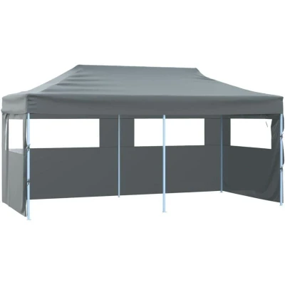 Image of vidaXL Professional Folding Party Tent with 4 Sidewalls 3x6 m Steel Anthracite