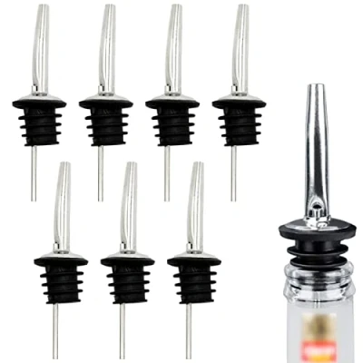 Image of 7 Pieces Bottle Speed Pourers,Oil Pourer,Bottle Pourers for Spirits,Stainless Steel Liquor Dispenser Wine Spirits Alcohol Olive Oil Syrup Bottles with Rubber Stopper