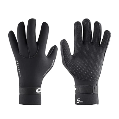 Image of Osprey Wetsuit Glove Adult 5mm Neoprene Thermal, Anti Slip and Adjustable Waist Strap for Snorkelling, Scuba Diving, Multiple Sizes, Black