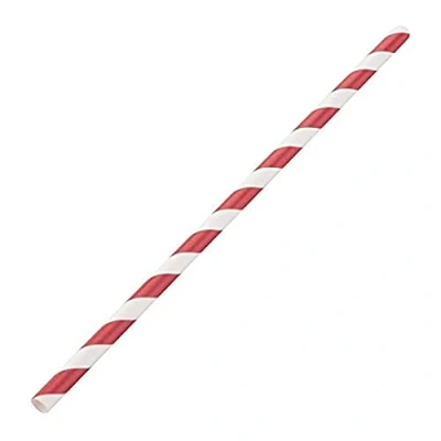 Image of Fiesta Green Compostable Paper Straws Red Stripes (Pack of 250)
