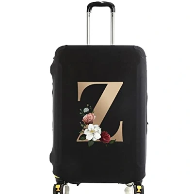 Image of Initial Letter Printed Design Travel Trolley Case Cover Protector Washable Suitcase Luggage Storage Covers for 18 28 inch (M (22 25 Luggage), gold Z)