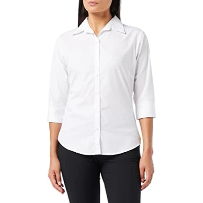 Image of Premier Workwear Ladies 3/4 Sleeve Poplin Blouse White 6