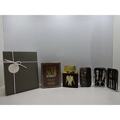 Image of Valentines Gift For Him Luxury Box Men Live The Moment edt 100ml Amazscent Sensational Fragrance + 7cs Stainless Steel Nail Care Personal Manicure Kit In Box..043..