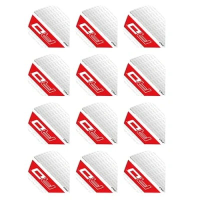 Image of Hardcore XT White and Red RD Logo Extra Thick Standard Dart Flights 4 sets Per Pack (12 in total)