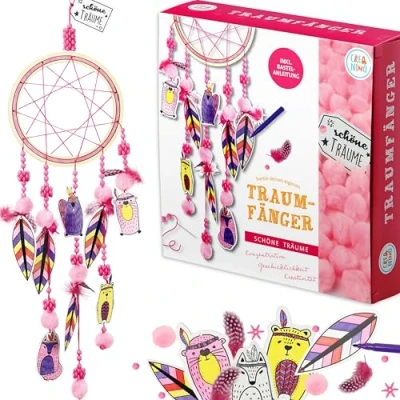 Image of Creanino Dream Catcher Craft Set with Accessories (Pink, Kid, ART_CRAFT_KIT)