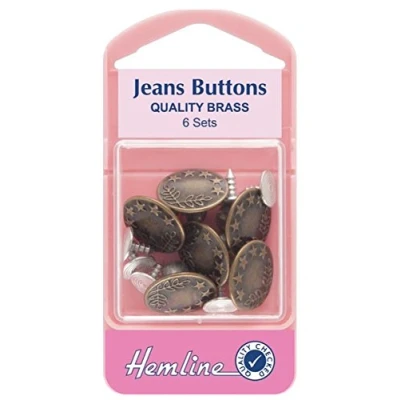 Image of Hemline Jeans Buttons 16mm Bronze, pk of 6 sets