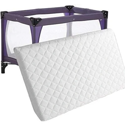 Image of ComfyWise Thick Travel Cot Mattress to fit Red Kite, Graco 93 x 64 6 cm Quilted Breathable/Anti allergenic Foam Removable Cover UK Made