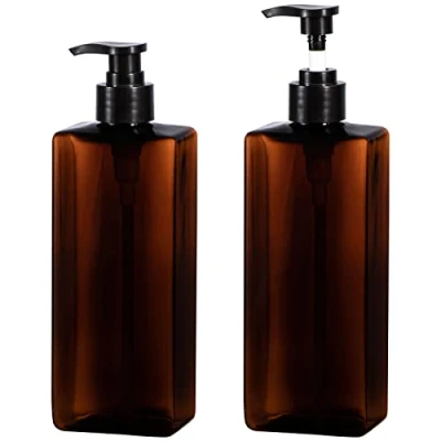 Image of Yebeauty Shower Pump Bottles, 2pcs 17oz 500ml Empty Refillable Bottle Lotion Soap Dispenser Liquid Container Plastic for Shampoo Kitchen,Bathroom Body Wash, Amber