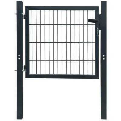 Image of vidaXL Anthracite Grey 2D Metal Garden Fence Gate 106x130cm, Steel Yard/Gate Mesh with Lock, Single Door for Garden/Patio/Terrace