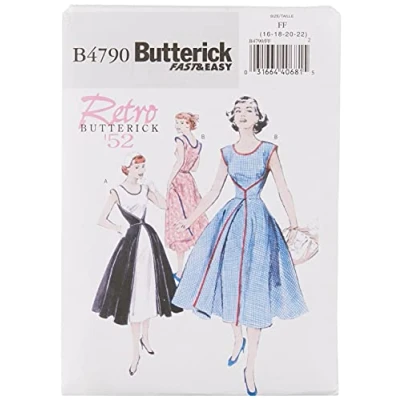Image of Butterick Patterns B4790 Size FF 16 18 20 22 Misses Wrap Dress, Pack of 1, White