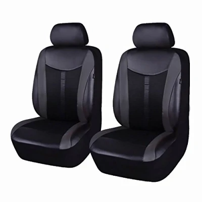 Image of Flying Banner Car Seat Covers 2 Front Seats Leather Splicing Mesh Breathable Cover Black Color