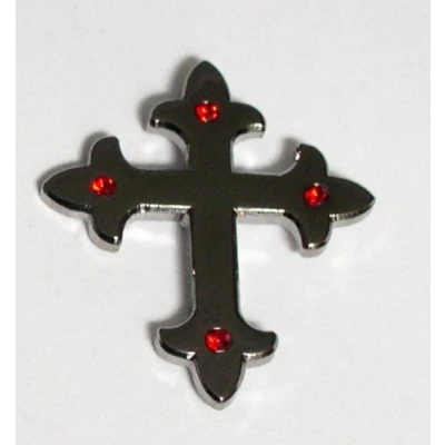 Image of Metal Enamel Pin Badge Pagan Celtic Gothic Cross (Black Shine)