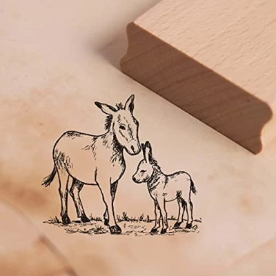 Image of Stamp Little Donkey Family Motif Approx. 38 x 34 mm