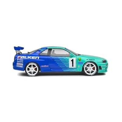 Image of Solido S1804304 1:18 1999 Nissan Skyline (R34) GT R Falken Drift Livery Collectible Miniature car, Multi