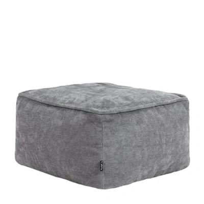 Image of icon Amara Footstool, Grey, Bean Bag Chenille Pouffe Large Footstool with Filling Included, Living Room, Bedroom, Home Décor, Room Furniture