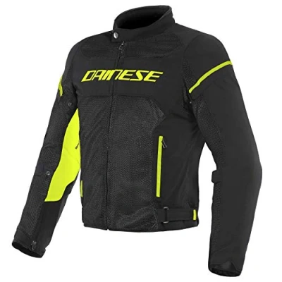 Image of Dainese Unisex Air Frame D1 Tex Motorcycle Jacket for Summer with Removable Windproof Liner, Black/Black/Yellow Fluo, 48 UK
