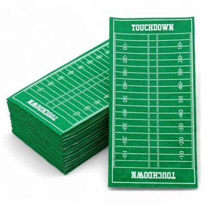 Image of 40YARDS American Football Napkins in Pitch Design (Pack of 24, 33 x cm) Paper for Party Made EU