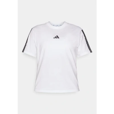 Image of adidas Women&#039;s Essentials 3 Stripes Sleeve Cotton T Shirt, White/Black, XXL
