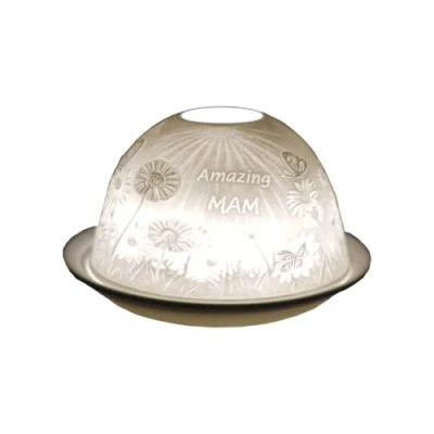 Image of Cello Porcelain Tealight Holder Dome, Amazing Mam Candle Holder, a Projecting Loving Message. Use With Scented and Unscented Tealights Gifts, Gifts For Mam, Candle.