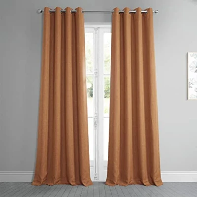 Image of HPD Half Price Drapes Grommet Linen Curtains 84 Inches Long Room Darkening for Bedroom &amp; Living (1 Panel), 50W x 84L, Desert Orange