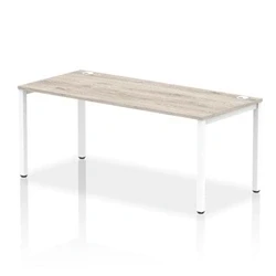 Image of Impulse Bench Single Row 1800 White Frame Office Desk Grey Oak