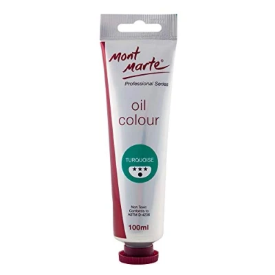 Image of Mont Marte Premium Oil Paint, 100ml (3.4oz), Turquoise, Good Coverage, Excellent Tinting Strength